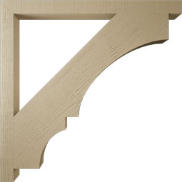 Ekena Millwork - BKTUR035X48X48BOA05RCPR - Timberthane Faux Wood Balboa Style Bracket, Block Ends, 3 1/2"W x 48"D x 48"H, Primed Tan