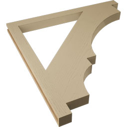 Ekena Millwork - BKTUR035X48X48BOA05RCPR - Timberthane Faux Wood Balboa Style Bracket, Block Ends, 3 1/2"W x 48"D x 48"H, Primed Tan