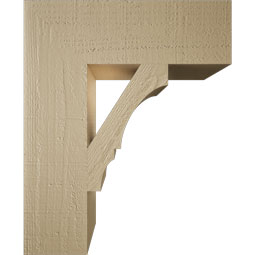 Ekena Millwork - BKTUR055X18X22BOA05RCPR - Timberthane Faux Wood Balboa Style Bracket, Block Ends, 5 1/2"W x 18"D x 22"H, Primed Tan