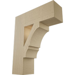 Ekena Millwork - BKTUR055X18X22BOA05RCPR - Timberthane Faux Wood Balboa Style Bracket, Block Ends, 5 1/2"W x 18"D x 22"H, Primed Tan