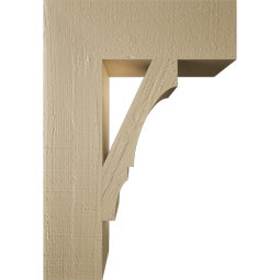 Ekena Millwork - BKTUR055X18X26BOA05RCPR - Timberthane Faux Wood Balboa Style Bracket, Block Ends, 5 1/2"W x 18"D x 26"H, Primed Tan