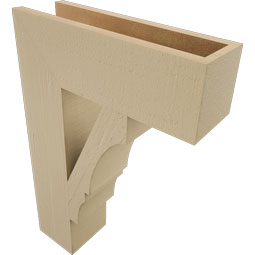 Ekena Millwork - BKTUR055X18X26BOA05RCPR - Timberthane Faux Wood Balboa Style Bracket, Block Ends, 5 1/2"W x 18"D x 26"H, Primed Tan