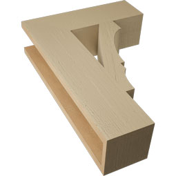Ekena Millwork - BKTUR055X18X26BOA05RCPR - Timberthane Faux Wood Balboa Style Bracket, Block Ends, 5 1/2"W x 18"D x 26"H, Primed Tan