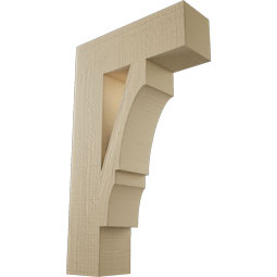 Ekena Millwork - BKTUR055X18X30BOA05RCPR - Timberthane Faux Wood Balboa Style Bracket, Block Ends, 5 1/2"W x 18"D x 30"H, Primed Tan