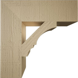 Ekena Millwork - BKTUR055X20X20BOA05RCPR - Timberthane Faux Wood Balboa Style Bracket, Block Ends, 5 1/2"W x 20"D x 20"H, Primed Tan