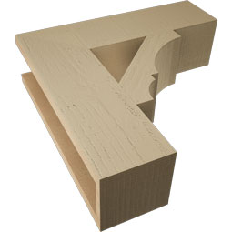 Ekena Millwork - BKTUR055X20X20BOA05RCPR - Timberthane Faux Wood Balboa Style Bracket, Block Ends, 5 1/2"W x 20"D x 20"H, Primed Tan