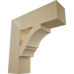 Ekena Millwork - BKTUR055X20X20BOA05RCPR - Timberthane Faux Wood Balboa Style Bracket, Block Ends, 5 1/2"W x 20"D x 20"H, Primed Tan