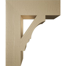 Ekena Millwork - BKTUR055X20X24BOA05RCPR - Timberthane Faux Wood Balboa Style Bracket, Block Ends, 5 1/2"W x 20"D x 24"H, Primed Tan