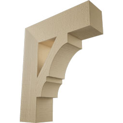 Ekena Millwork - BKTUR055X20X24BOA05RCPR - Timberthane Faux Wood Balboa Style Bracket, Block Ends, 5 1/2"W x 20"D x 24"H, Primed Tan