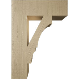 Ekena Millwork - BKTUR055X20X28BOA05RCPR - Timberthane Faux Wood Balboa Style Bracket, Block Ends, 5 1/2"W x 20"D x 28"H, Primed Tan