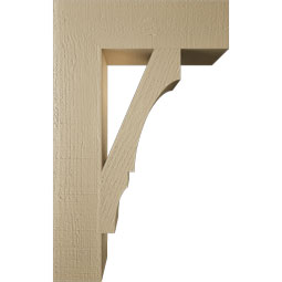 Ekena Millwork - BKTUR055X20X32BOA05RCPR - Timberthane Faux Wood Balboa Style Bracket, Block Ends, 5 1/2"W x 20"D x 32"H, Primed Tan