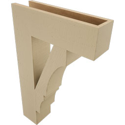 Ekena Millwork - BKTUR055X20X32BOA05RCPR - Timberthane Faux Wood Balboa Style Bracket, Block Ends, 5 1/2"W x 20"D x 32"H, Primed Tan
