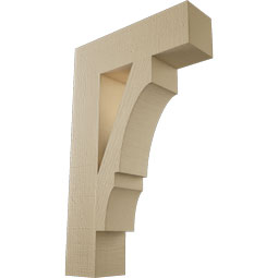 Ekena Millwork - BKTUR055X20X32BOA05RCPR - Timberthane Faux Wood Balboa Style Bracket, Block Ends, 5 1/2"W x 20"D x 32"H, Primed Tan