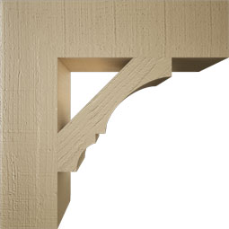 Ekena Millwork - BKTUR055X22X22BOA05RCPR - Timberthane Faux Wood Balboa Style Bracket, Block Ends, 5 1/2"W x 22"D x 22"H, Primed Tan