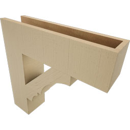 Ekena Millwork - BKTUR055X22X22BOA05RCPR - Timberthane Faux Wood Balboa Style Bracket, Block Ends, 5 1/2"W x 22"D x 22"H, Primed Tan