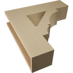 Ekena Millwork - BKTUR055X22X22BOA05RCPR - Timberthane Faux Wood Balboa Style Bracket, Block Ends, 5 1/2"W x 22"D x 22"H, Primed Tan