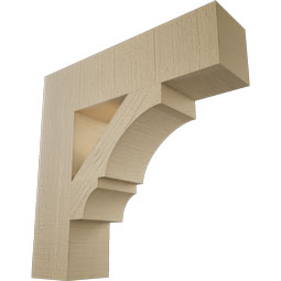Ekena Millwork - BKTUR055X22X22BOA05RCPR - Timberthane Faux Wood Balboa Style Bracket, Block Ends, 5 1/2"W x 22"D x 22"H, Primed Tan