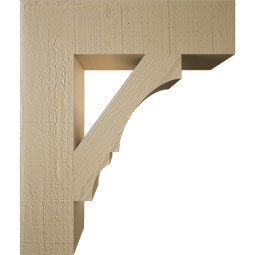Ekena Millwork - BKTUR055X22X26BOA05RCPR - Timberthane Faux Wood Balboa Style Bracket, Block Ends, 5 1/2"W x 22"D x 26"H, Primed Tan