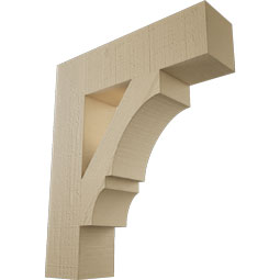 Ekena Millwork - BKTUR055X22X26BOA05RCPR - Timberthane Faux Wood Balboa Style Bracket, Block Ends, 5 1/2"W x 22"D x 26"H, Primed Tan