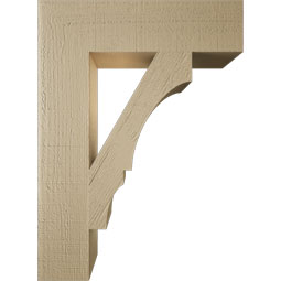 Ekena Millwork - BKTUR055X22X30BOA05RCPR - Timberthane Faux Wood Balboa Style Bracket, Block Ends, 5 1/2"W x 22"D x 30"H, Primed Tan