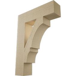 Ekena Millwork - BKTUR055X22X30BOA05RCPR - Timberthane Faux Wood Balboa Style Bracket, Block Ends, 5 1/2"W x 22"D x 30"H, Primed Tan