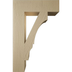 Ekena Millwork - BKTUR055X22X34BOA05RCPR - Timberthane Faux Wood Balboa Style Bracket, Block Ends, 5 1/2"W x 22"D x 34"H, Primed Tan