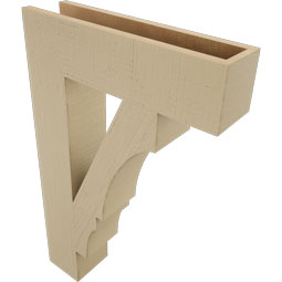 Ekena Millwork - BKTUR055X22X34BOA05RCPR - Timberthane Faux Wood Balboa Style Bracket, Block Ends, 5 1/2"W x 22"D x 34"H, Primed Tan