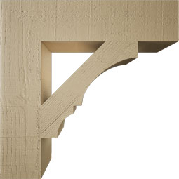 Ekena Millwork - BKTUR055X24X24BOA05RCPR - Timberthane Faux Wood Balboa Style Bracket, Block Ends, 5 1/2"W x 24"D x 24"H, Primed Tan