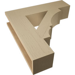 Ekena Millwork - BKTUR055X24X24BOA05RCPR - Timberthane Faux Wood Balboa Style Bracket, Block Ends, 5 1/2"W x 24"D x 24"H, Primed Tan