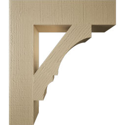 Ekena Millwork - BKTUR055X24X28BOA05RCPR - Timberthane Faux Wood Balboa Style Bracket, Block Ends, 5 1/2"W x 24"D x 28"H, Primed Tan