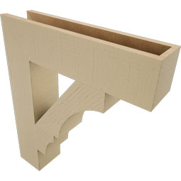 Ekena Millwork - BKTUR055X24X28BOA05RCPR - Timberthane Faux Wood Balboa Style Bracket, Block Ends, 5 1/2"W x 24"D x 28"H, Primed Tan