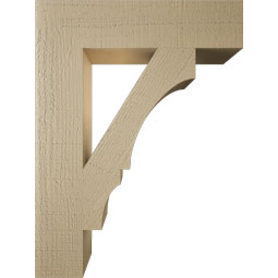 Ekena Millwork - BKTUR055X24X32BOA05RCPR - Timberthane Faux Wood Balboa Style Bracket, Block Ends, 5 1/2"W x 24"D x 32"H, Primed Tan