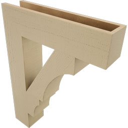 Ekena Millwork - BKTUR055X24X32BOA05RCPR - Timberthane Faux Wood Balboa Style Bracket, Block Ends, 5 1/2"W x 24"D x 32"H, Primed Tan