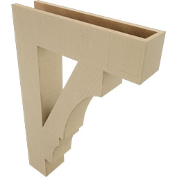 Ekena Millwork - BKTUR055X24X36BOA05RCPR - Timberthane Faux Wood Balboa Style Bracket, Block Ends, 5 1/2"W x 24"D x 36"H, Primed Tan