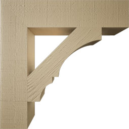 Ekena Millwork - BKTUR055X26X26BOA05RCPR - Timberthane Faux Wood Balboa Style Bracket, Block Ends, 5 1/2"W x 26"D x 26"H, Primed Tan