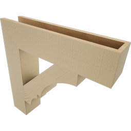 Ekena Millwork - BKTUR055X26X26BOA05RCPR - Timberthane Faux Wood Balboa Style Bracket, Block Ends, 5 1/2"W x 26"D x 26"H, Primed Tan