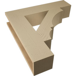 Ekena Millwork - BKTUR055X26X26BOA05RCPR - Timberthane Faux Wood Balboa Style Bracket, Block Ends, 5 1/2"W x 26"D x 26"H, Primed Tan