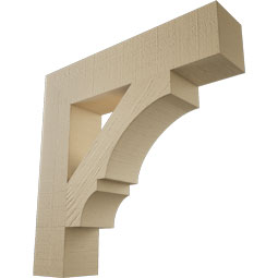 Ekena Millwork - BKTUR055X26X26BOA05RCPR - Timberthane Faux Wood Balboa Style Bracket, Block Ends, 5 1/2"W x 26"D x 26"H, Primed Tan