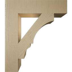 Ekena Millwork - BKTUR055X26X30BOA05RCPR - Timberthane Faux Wood Balboa Style Bracket, Block Ends, 5 1/2"W x 26"D x 30"H, Primed Tan