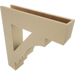 Ekena Millwork - BKTUR055X26X30BOA05RCPR - Timberthane Faux Wood Balboa Style Bracket, Block Ends, 5 1/2"W x 26"D x 30"H, Primed Tan