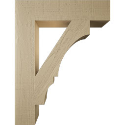 Ekena Millwork - BKTUR055X26X34BOA05RCPR - Timberthane Faux Wood Balboa Style Bracket, Block Ends, 5 1/2"W x 26"D x 34"H, Primed Tan