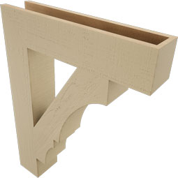 Ekena Millwork - BKTUR055X26X34BOA05RCPR - Timberthane Faux Wood Balboa Style Bracket, Block Ends, 5 1/2"W x 26"D x 34"H, Primed Tan