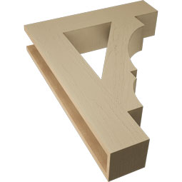 Ekena Millwork - BKTUR055X26X34BOA05RCPR - Timberthane Faux Wood Balboa Style Bracket, Block Ends, 5 1/2"W x 26"D x 34"H, Primed Tan