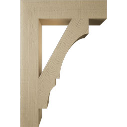 Ekena Millwork - BKTUR055X26X38BOA05RCPR - Timberthane Faux Wood Balboa Style Bracket, Block Ends, 5 1/2"W x 26"D x 38"H, Primed Tan