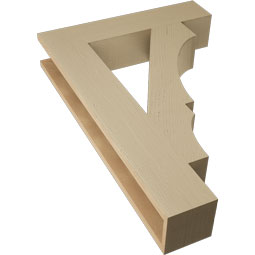 Ekena Millwork - BKTUR055X26X38BOA05RCPR - Timberthane Faux Wood Balboa Style Bracket, Block Ends, 5 1/2"W x 26"D x 38"H, Primed Tan