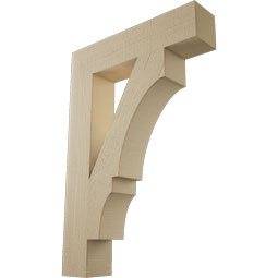 Ekena Millwork - BKTUR055X26X38BOA05RCPR - Timberthane Faux Wood Balboa Style Bracket, Block Ends, 5 1/2"W x 26"D x 38"H, Primed Tan