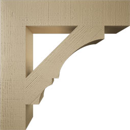 Ekena Millwork - BKTUR055X28X28BOA05RCPR - Timberthane Faux Wood Balboa Style Bracket, Block Ends, 5 1/2"W x 28"D x 28"H, Primed Tan