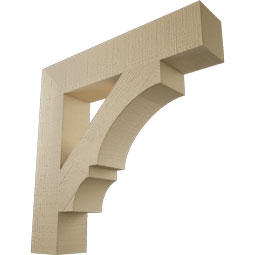 Ekena Millwork - BKTUR055X28X28BOA05RCPR - Timberthane Faux Wood Balboa Style Bracket, Block Ends, 5 1/2"W x 28"D x 28"H, Primed Tan