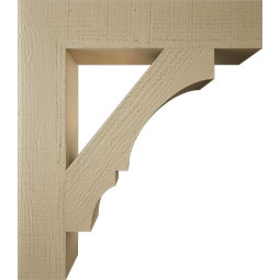 Ekena Millwork - BKTUR055X28X32BOA05RCPR - Timberthane Faux Wood Balboa Style Bracket, Block Ends, 5 1/2"W x 28"D x 32"H, Primed Tan