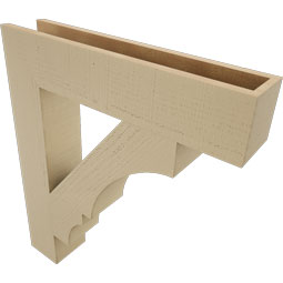 Ekena Millwork - BKTUR055X28X32BOA05RCPR - Timberthane Faux Wood Balboa Style Bracket, Block Ends, 5 1/2"W x 28"D x 32"H, Primed Tan